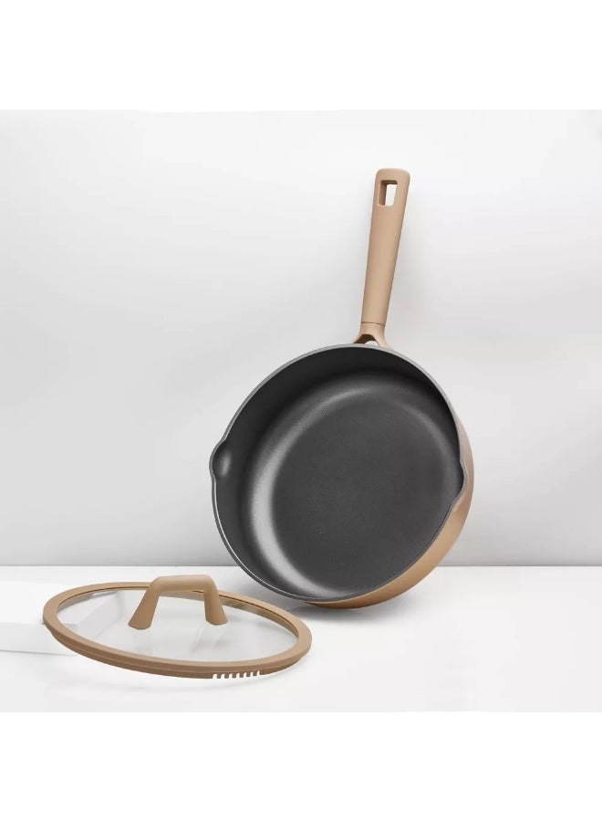 Carote 2.8 Litre Nonstick Sauté Pan with Pour Spout & Strainer Lid, PFAS & PFOA-Free Healthy Cooking, Titanium-Reinforced with Heat-Resistant Handle, All-Stovetop Compatible, Dishwasher Safe (Taupe) - Image 3